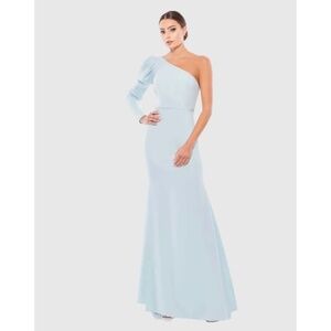NWT Ieena for Mac Duggal One Shoulder Puff Sleeve Gown - size 8